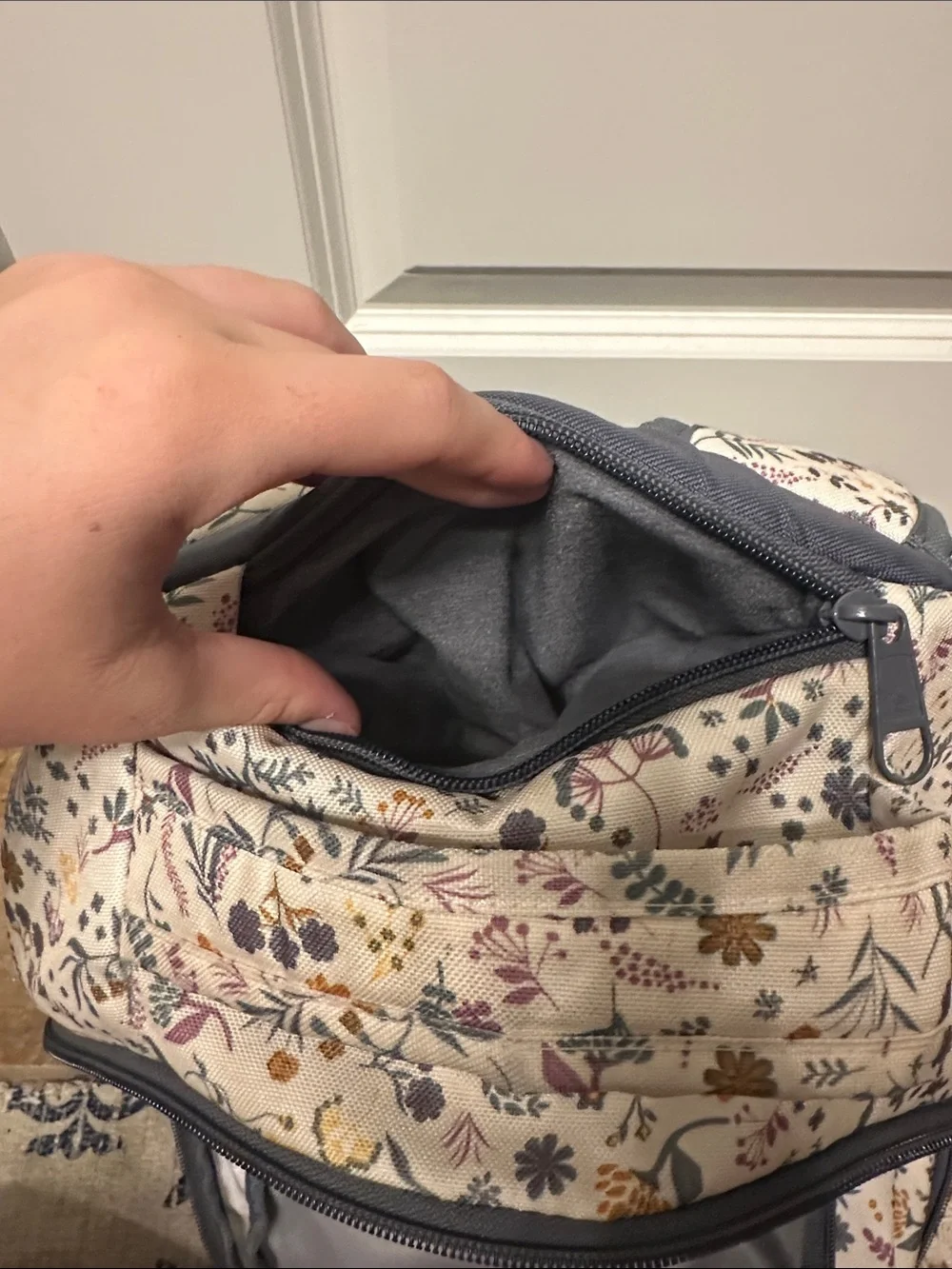 adidas Cream Floral Backpack with Navy Details - Picture 5 of 8